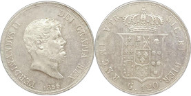 Napoli. Ferdinando II di Borbone 1855 piastra Ag. Gig., 86.
SPL-FDC