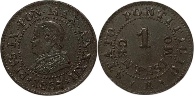 Roma. Pio IX A.XXII 1867 1 centesimo Cu. Gig., 331. Raro.
SPL+