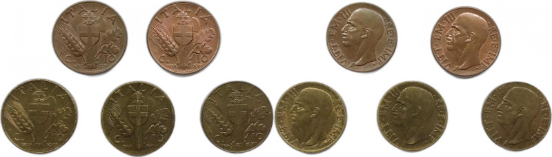 Regno d'Italia. Vittorio Emanuele III 1937,1938,1939,1940,1943 centesimi 10 Cu. ...