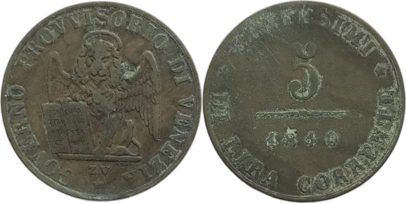 Venezia. Governo Provvisorio 1849 centesimi 5 Cu. Gig., 9.
BB