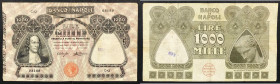 Regno d'Italia. Vittorio Emanuele III Banco di Napoli. 14/08/1917 lire 1000. Gig., 17/f. Rara.
BB