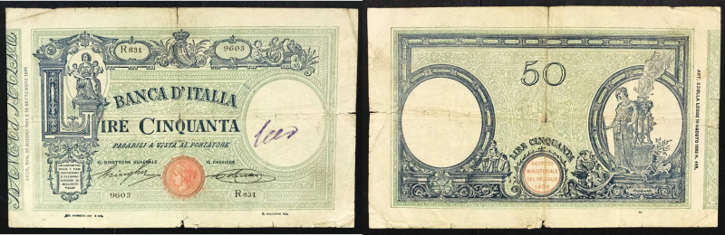 Regno d'Italia. Vittorio Emanuele III 29/06/1926 lire 50. Gig., 3/48. Non comune...