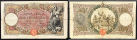 Regno d'Italia. Vittorio Emanuele III 07/02/1928 lire 500. Gig., 29c. Rara.
B/MB