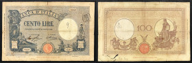 Regno d'Italia. Vittorio Emanuele III 12/08/1929 lire 100. Gig., 18e. Rara.
MB