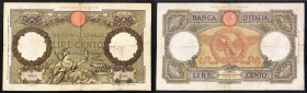 Regno d'Italia. Vittorio Emanuele III 18/08/1936 lire 100. Gig., 19/10. Rara.
BB