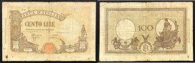 Regno d'Italia. Vittorio Emanuele III 23/08/1943 lire 100. Gig., 22a.
B/MB