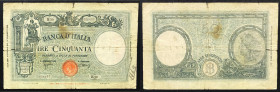 Regno d'Italia. Vittorio Emanuele III 08/10/1943 lire 50. Gig., 12a.
B/MB