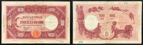 Regno d'Italia. Vittorio Emanuele III 13/02/1945 lire 500. Gig., 34e. Rara.
qBB