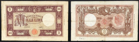 Repubblica italiana 12/07/1946 lire 1000. Gig., 51a. Molto rara.
qBB