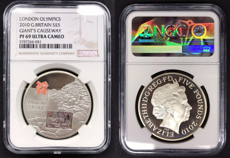 Gran Bretagna. Elisabetta II 2010 5 pounds Ag. NGC PF69UC.
Proof