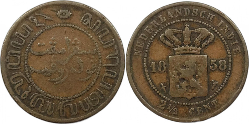 Indonesia olandese. 1858 2 e 1/2 cents Cu. KM#308.1
BB