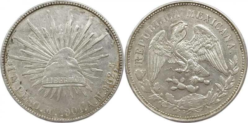 Messico. Repubblica 1901 peso Ag. KM#409.
BB-SPL