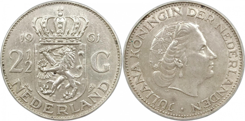 Olanda. Giuliana 1961 2 e 1/2 gulden Ag. KM#185.
SPL