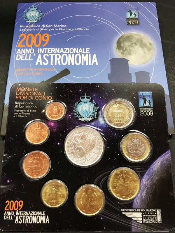 San Marino. Repubblica "anno internazionale dell'Astronomia" 2009 serie zecca 8 ...