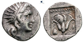 Islands off Caria. Rhodos. ΑΝΑΞΙΔΟΤΟΣ (Anaxidotos), magistrate circa 88-84 BC. 
Plinthophoric Drachm AR

15 mm, 2,79 g



Very Fine