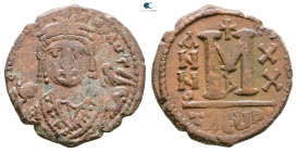 Maurice Tiberius AD 582-602. Theoupolis (Antioch)
Follis or 40 Nummi Æ

26 mm, 10,66 g



Very Fine