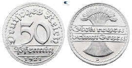 Germany. AD 1921. 
50 Pfennig 1921 D

 mm, 1,6 g



Mint State
