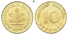 Germany. AD 1971. 
10 Pfennig 1971 G

 mm, 4 g



Uncirculated