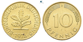 Germany. AD 1974. 
10 Pfennig 1974 D

 mm, 4 g



Uncirculated