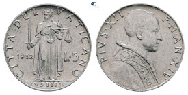 Papal States (Vatican). AD 1952. 
5 Lire 

 mm, 1 g



Uncirculated