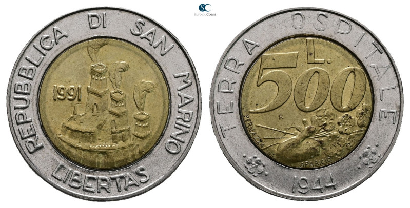 San Marino. AD 1991. 
500 Lire

 mm, 6,8 g



Uncirculated