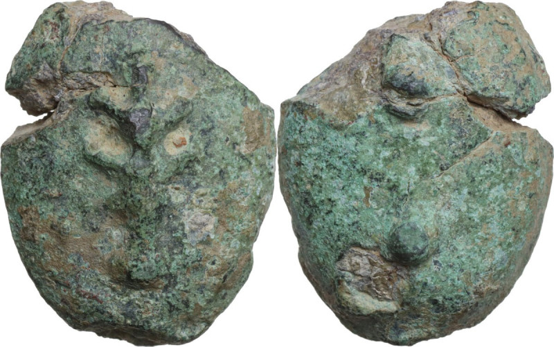 Greek Italy. Uncertain Umbria or Etruria. AE Cast Sextans, 3rd cent. BC. Obv. Cl...