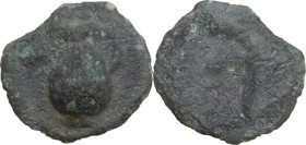 Greek Italy. Central Italy, uncertain mint. AE Cast Uncia, 3rd century BC. Obv. Jug; in left field, pellet. Rev. Pedum; in left field, pellet. Vecchi ...