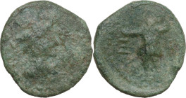Greek Italy. Central Italy, uncertain mint. AE 17 mm, 'Pseudo-Panormos', 1st century BC. Obv. Head of Mercury wearing petasus right; [C] up to left, [...