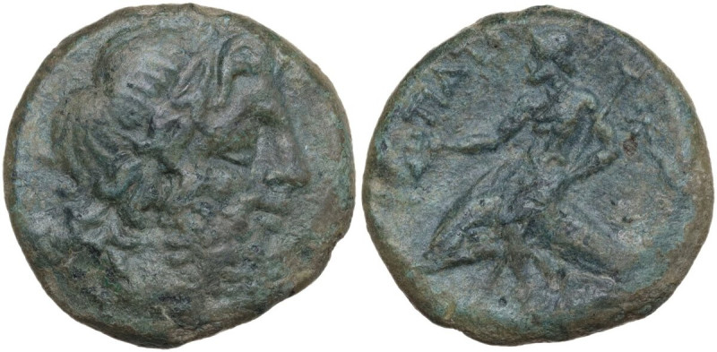 Greek Italy. Northern Apulia, Teate. AE Teruncius, c. 225-200 BC. Obv. Diademed ...