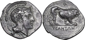 Greek Italy. Northern Lucania, Velia. AR Nomos, c. 340-334 BC. Theta group. Obv. Head of Athena right, wearing crested Attic helmet decorated with gri...