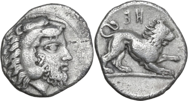 Greek Italy. Southern Lucania, Heraclea. AR Diobol, c. 432-420 BC. Obv. Bearded ...