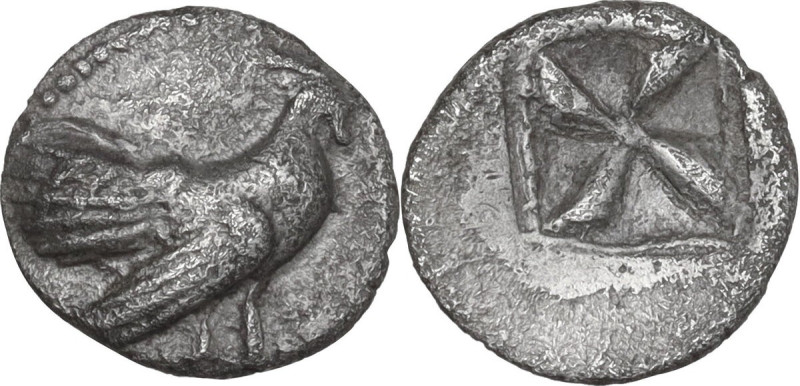 Sicily. Himera. AR Litra or Obol, c. 530-483/2 BC. Obv. Cock standing right. Rev...