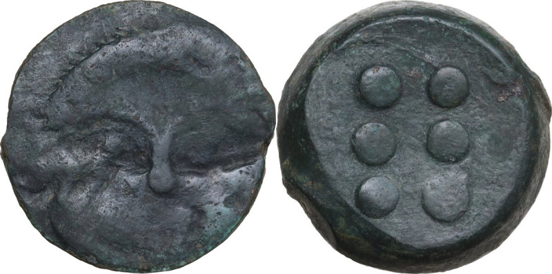 Sicily. Himera. AE Hemilitron or Hexonkion, c. 425-409 BC. Obv. Facing gorgoneio...