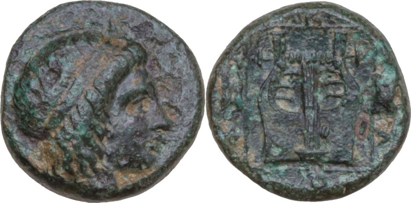 Greek Asia. Ionia, Kolophon. AE 12 mm, c. 389-350 BC. Obv. Laureate head of Apol...