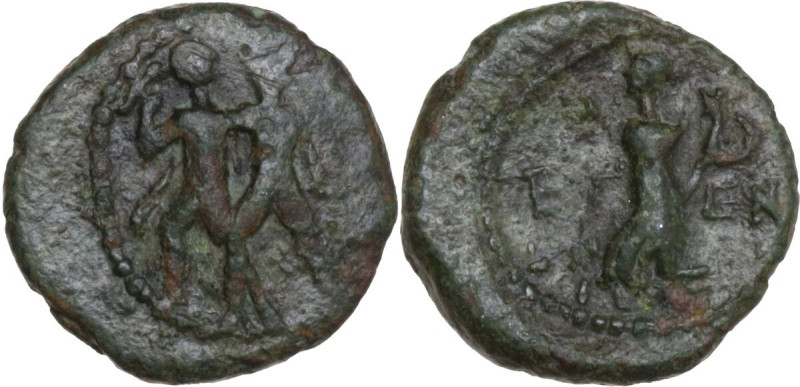 Greek Asia. Pisidia, Selge. AE 14.5 mm, 1st century BC. Obv. Two men running lef...