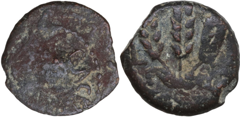 Greek Asia. Judaea. Agrippa I (37-44). AE Prutah, year 6 (41/42). Jerusalem mint...