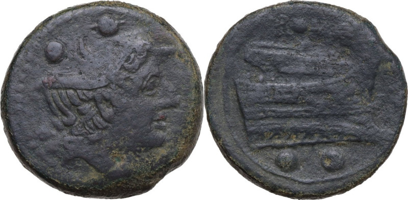 Anonymous semilibral series. AE Sextans, Campanian mint (Capua/Cales), 217-216 B...