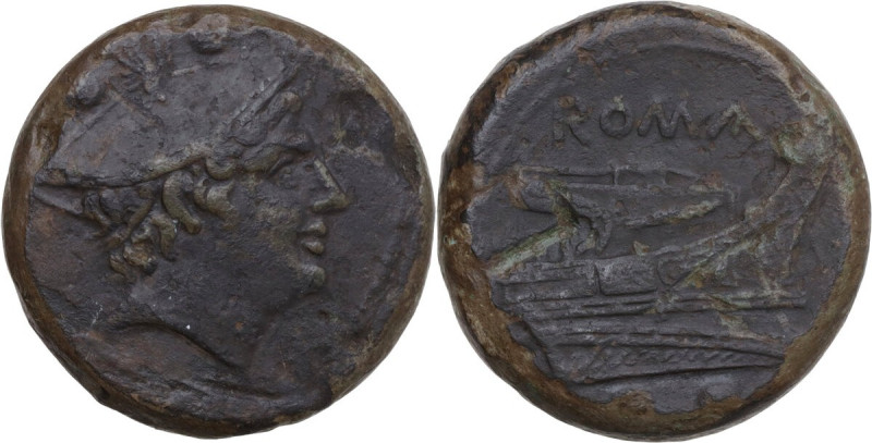 Anonymous semilibral series. AE Sextans, Campanian mint (Capua/Cales), 217-216 B...