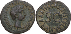 Augustus (27 BC - 14 AD) . AE As, Rome mint. C. Cassius Celer, moneyer. Struck 16 BC. Obv. CAESAR AVGVSTVS TRIBVNIC POTEST. Bare head right. Rev. C CA...