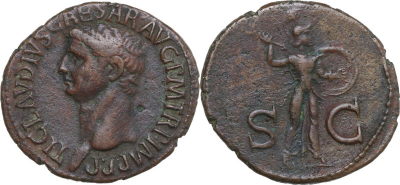 Claudius (41-54). AE As, Rome mint, 50-54. Obv. TI CLAVDIVS CAESAR AVG P M TR P ...