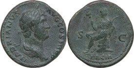 Hadrian (117-138). AE As. Rome mint, 130-133 AD. Obv. HADRIANVS AVG COS III PP. Laureate and draped bust of Hadrian right. Rev. S - C. Dacia seated le...