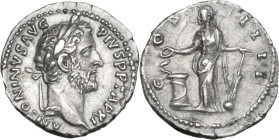 Antoninus Pius (138-161). AR Denarius, Rome mint, 147-148. Obv. ANTONINVS AVG PIVS P P TR P XI. Head of Antoninus Pius, laureate, right. Rev. COS IIII...