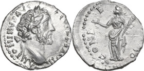 Antoninus Pius (138-161). AR Denarius, Hybrid issue. Obv. ANTONINVS AVG PIVS P P IMP II. Head right, laureate. Rev. CONSECRATIO. Ceres standing left, ...