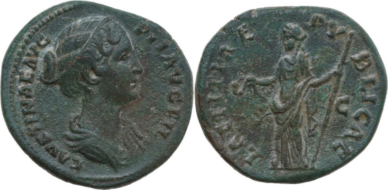 Faustina II, wife of Marcus Aurelius (died 176 AD). AE As. Struck under Antoninu...