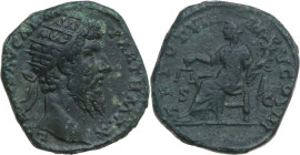 Lucius Verus (161-169). AE Dupondius, Rome mint, 168-169. Obv. L V[ERVS] AVG ARM PARTH MAX. Radiate head right. Rev. TR POT VIII IMP V COS III S C. Ae...