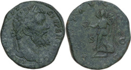 Septimius Severus (193-211). AE Sestertius, Rome mint, 193 AD. Obv. IMP [CAES L S]EPT SEV PERT AVG. Laureate head right. Rev. [VI]CT AVG [TR P CO]S, S...