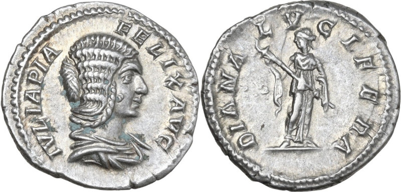 Julia Domna (died 217 AD). AR Denarius, Rome mint, struck under Caracalla, AD 21...