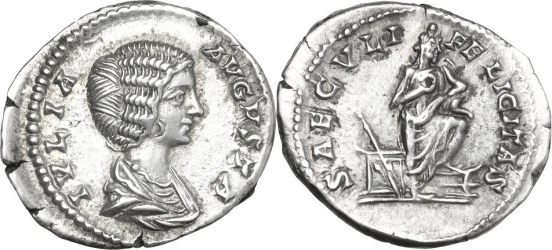 Julia Domna (died 217 AD). AR Denarius. Struck under Septimius Severus, 200-207....