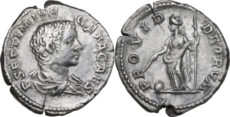 Geta as Caesar (198-209). AR Denarius. Rome, 205-208 AD. Obv. P SEPTIMIVS GETA C...