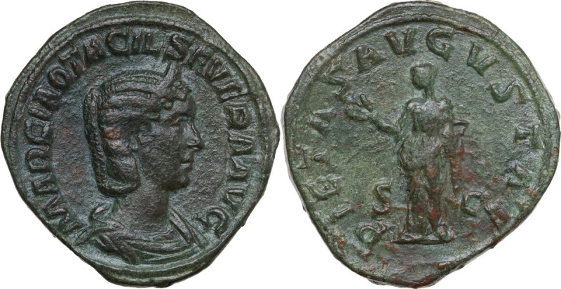 Otacilia Severa, wife of Philip I (244-249). AE Sestertius, struck under Philip ...